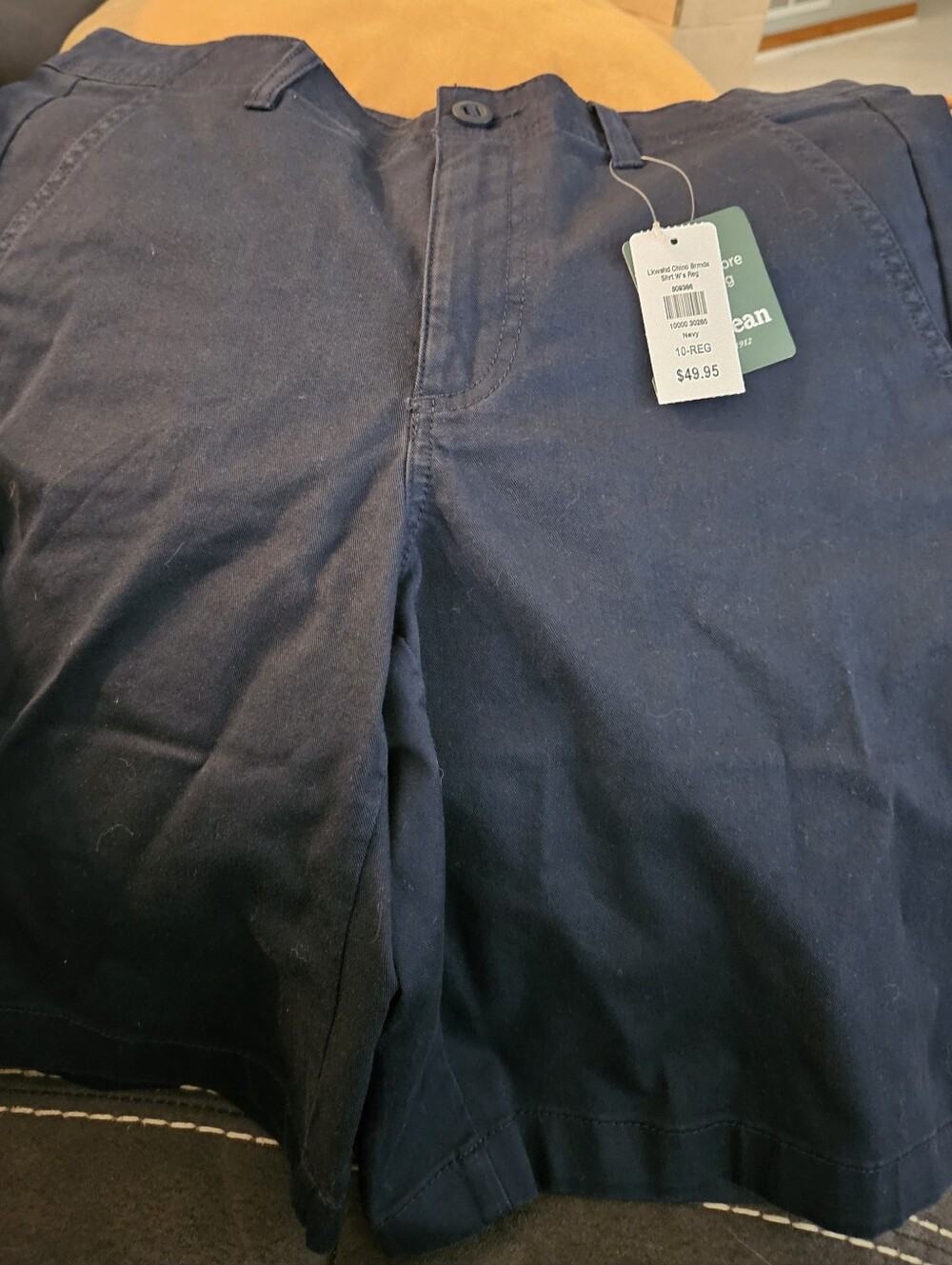 L.L.Bean Navy Blue Chino Bermuda Shorts Stretch Cotton Size 10 Reg 9" Inseam NWT